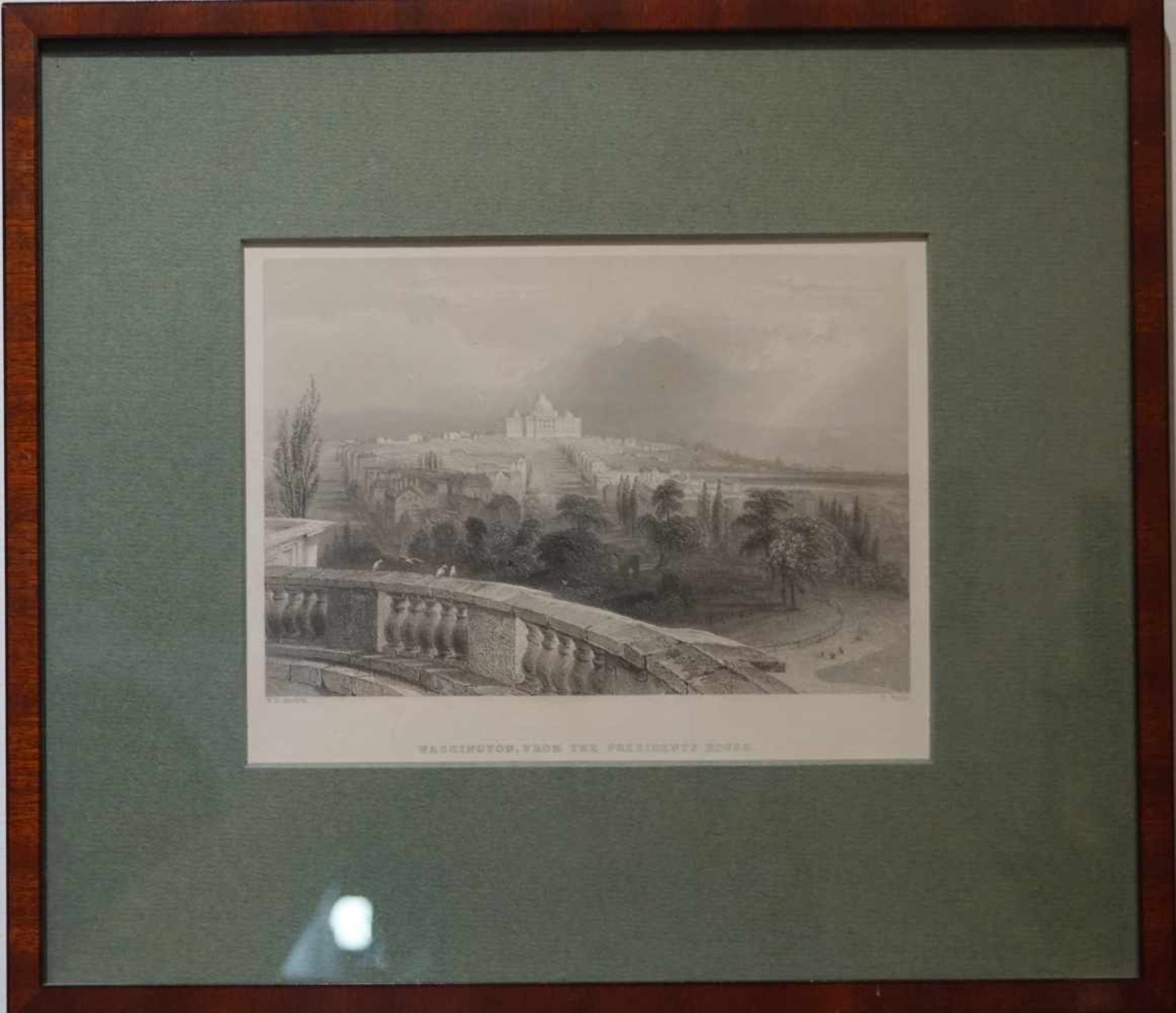 Stich der Aussicht vom Dach des Weißen Hauses, Washington D.C. William Henry Bartlett (1809-1854),