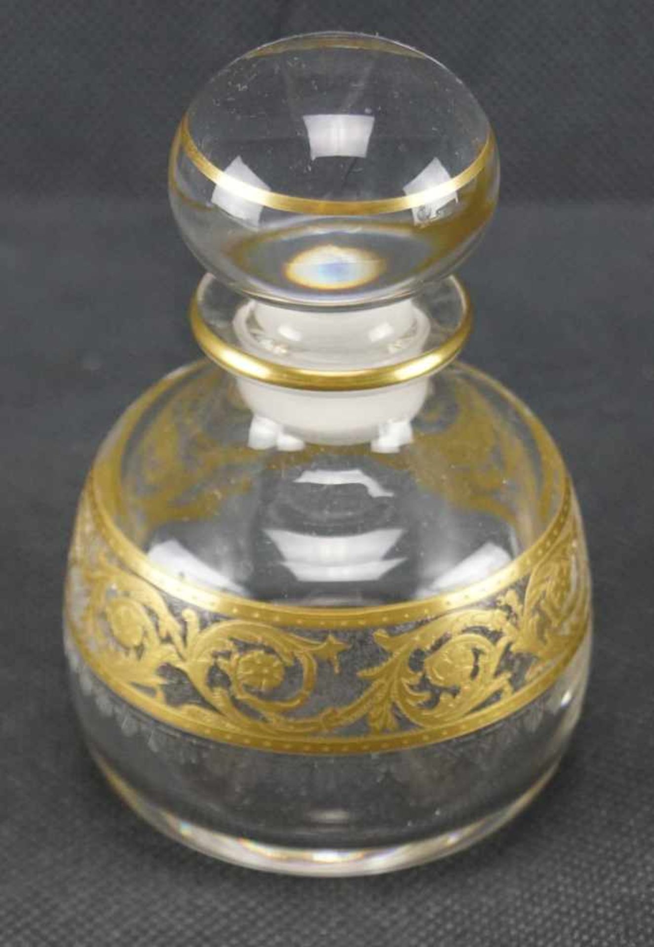 Parfumflakon, Saint Louis Mit Ätzmarke versehen, Serie Thistle Gold, Höhe 10,5 cm, in einem sehr