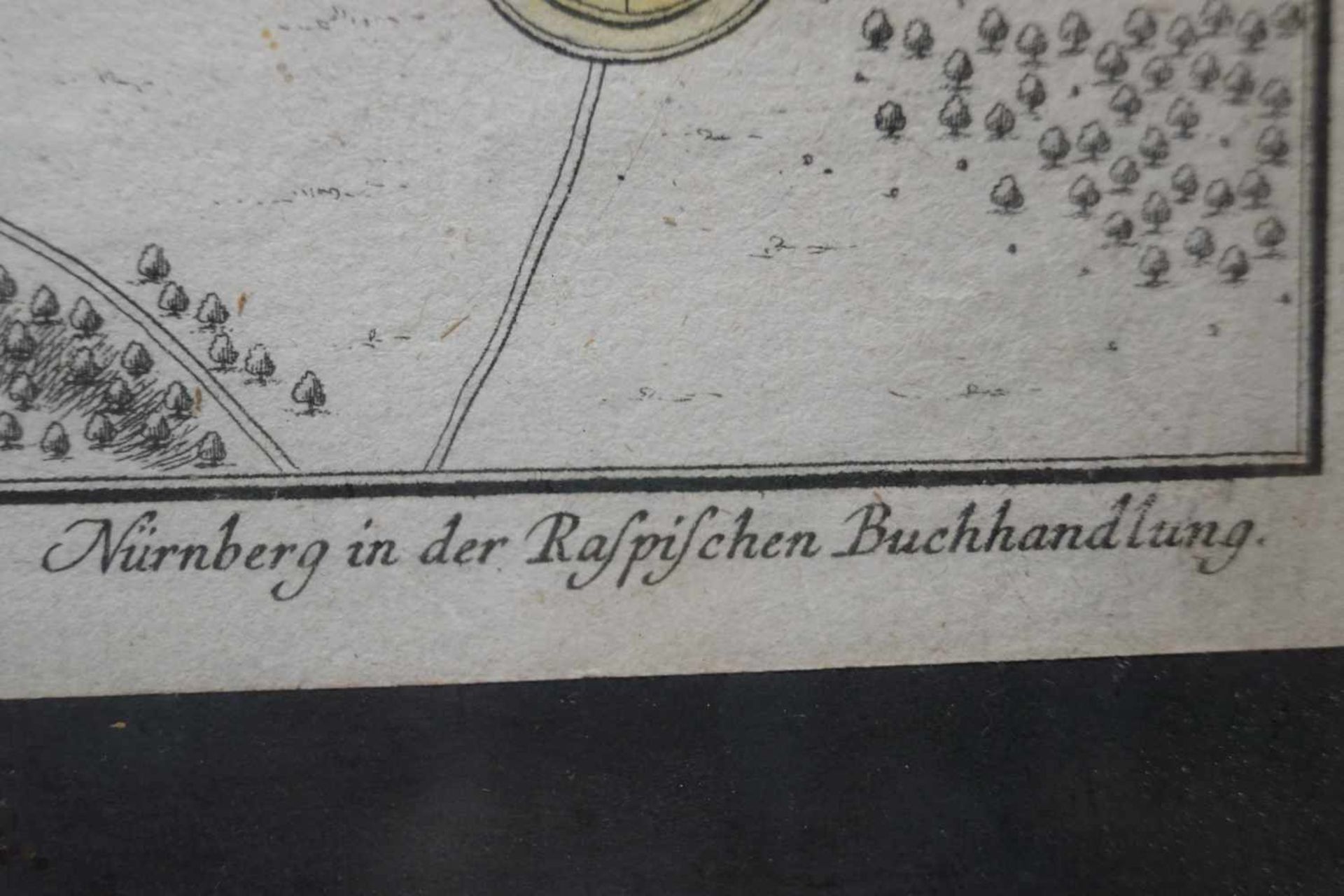 Schlachtplan der Schlacht von Hastenbeck 1757 Druckseite aus einem Buch, unter Glas gerahmt, ca. 19. - Bild 2 aus 3