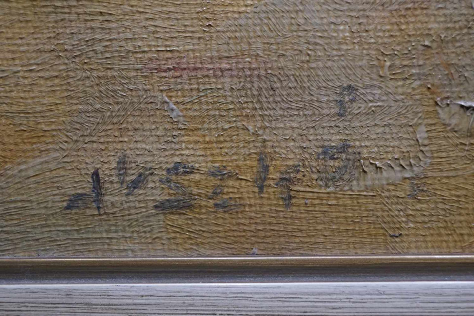 "Husaren an der Pferdetränke", Bela Juszko (1877-1969)Öl/Lwd, unten links signiert, Rahmen, Höhe - Bild 3 aus 3