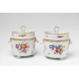 A pair of Berlin KPM porcelain cooling vessels made for Berlin Palace The handles formed as