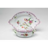 A Berlin KPM porcelain tureen with floral decor Modell 301, with branch-form handles, original