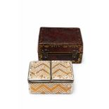 A Berlin silver-mounted enamelled double-box Silver-mounted copper box with raised gilt "email de