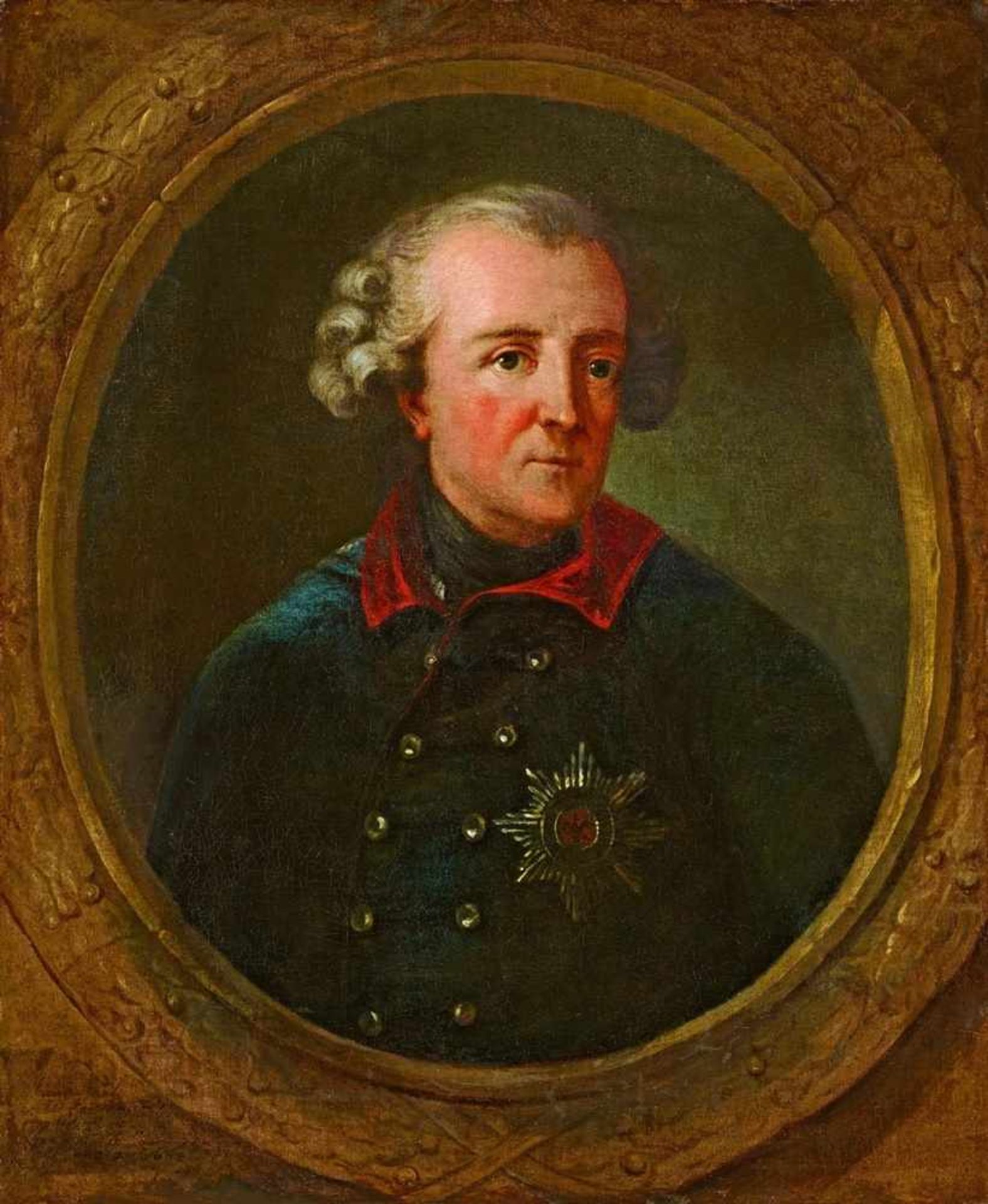 Charles Amedée van LooPortrait of King Frederick II of Prussia Oil on canvas (relined). 80 x 65.5