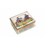 An enamel snuff box commemorating the victory of Lissa / Leuthen in Silesia Enamelled copper with