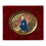 A portrait miniature of Frederick II of Prussia Gouache on ivory half-figure portrait of the King