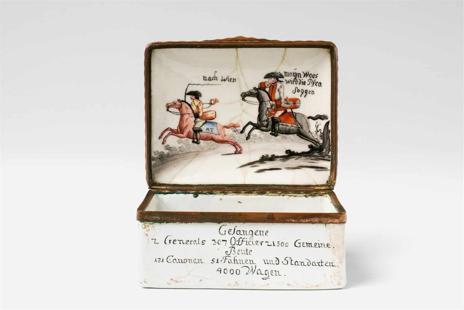 An enamel snuff box commemorating the victory of Borna / Leuthen in Silesia Enamelled copper with - Image 2 of 7