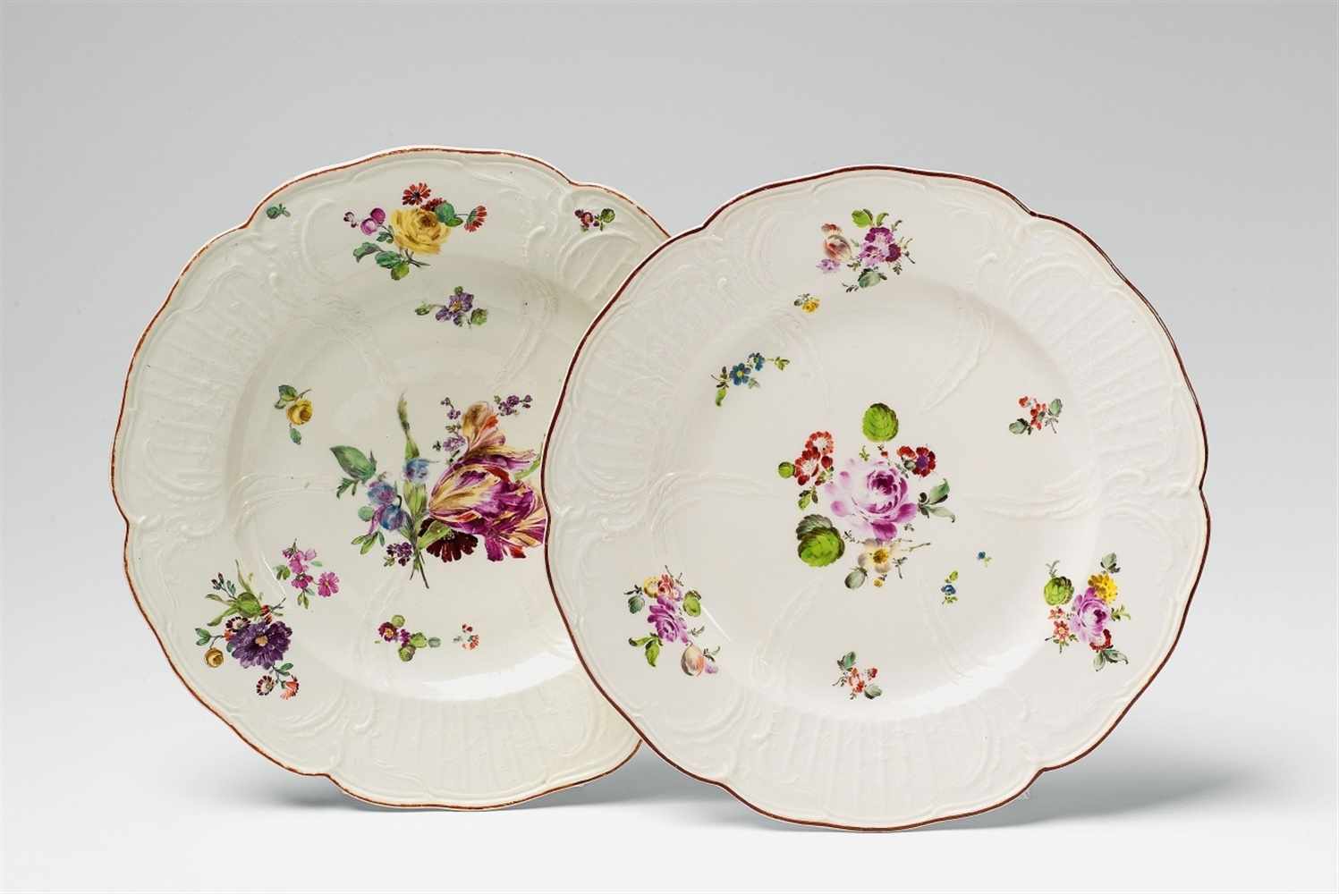 Two Berlin KPM porcelain plates from the dinner service made for Prince Henry Model no. 189, with