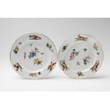 A pair of Meissen porcelain plates from a dinner service made for Frederick II With Marseille-relief