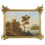 Georg Wenzel von KnobelsdorffTwo Landscapes on the Oder Oil on canvas. Each 33.4 x 43.5 cm.In an