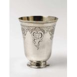 A Berlin Rococo silver beaker Interior gilt. Height 11 cm, weight 123 gr. Marks of Johann
