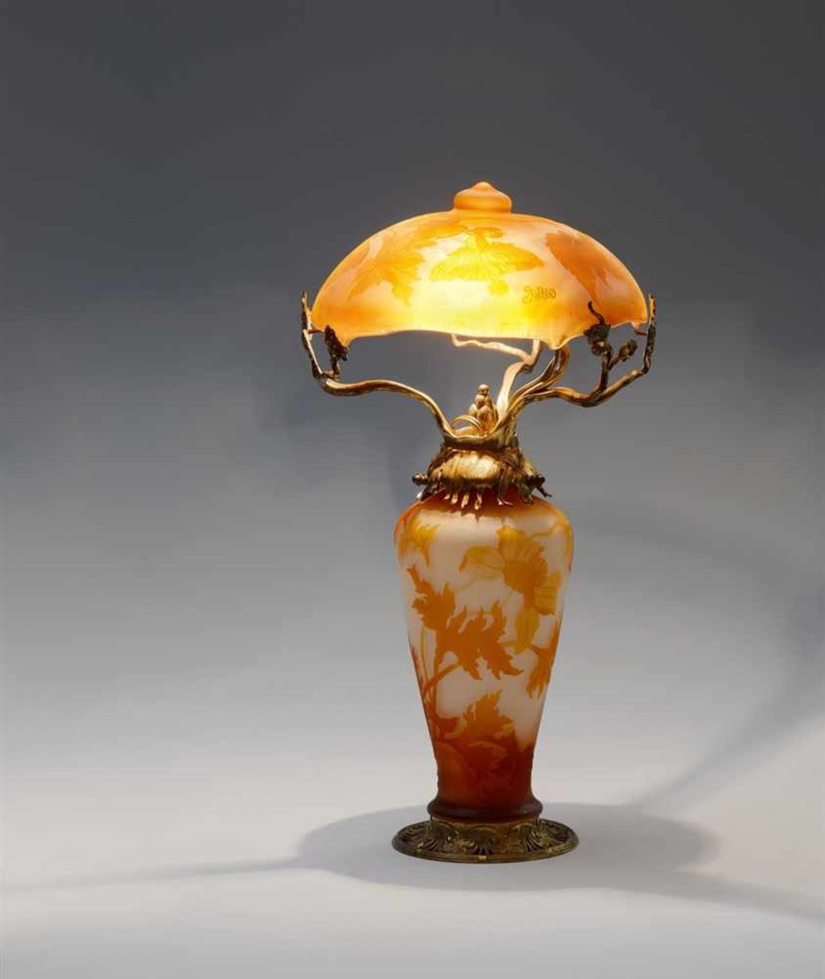 Tischleuchte pavot Mattiertes Klarglas, milchig unterfangen, ockerfarbener Überfang mit geätztem - Bild 2 aus 2