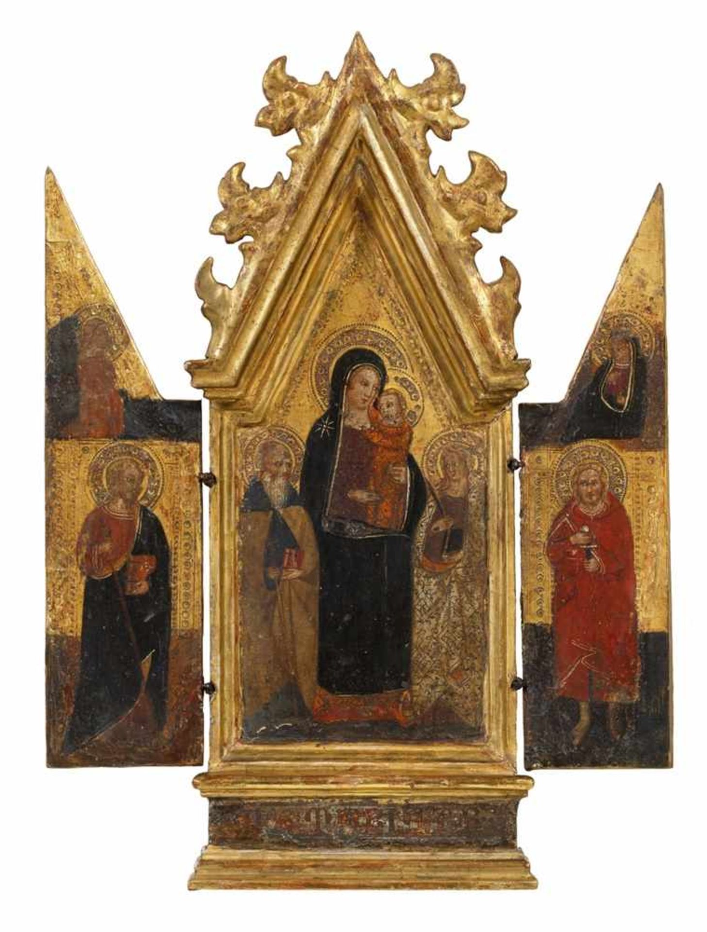 Meister der Madonna LazzaroniKlappaltar mit Muttergottes Tempera auf Holz. 33 x 14,5 cm (