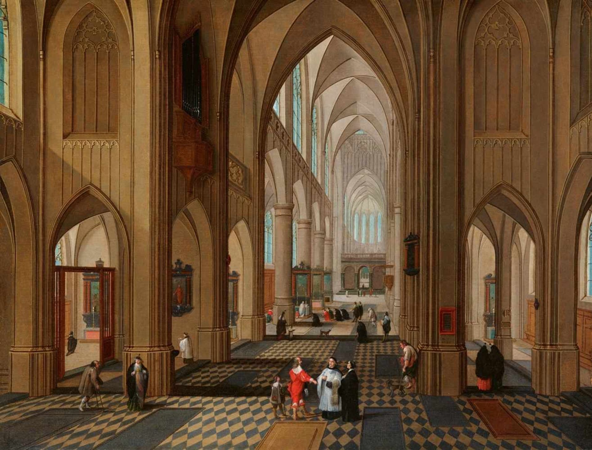 Pieter Neefs d. Ä.Interieur einer gotischen Kirche Öl auf Leinwand (doubliert). 49,5 x 65 cm.