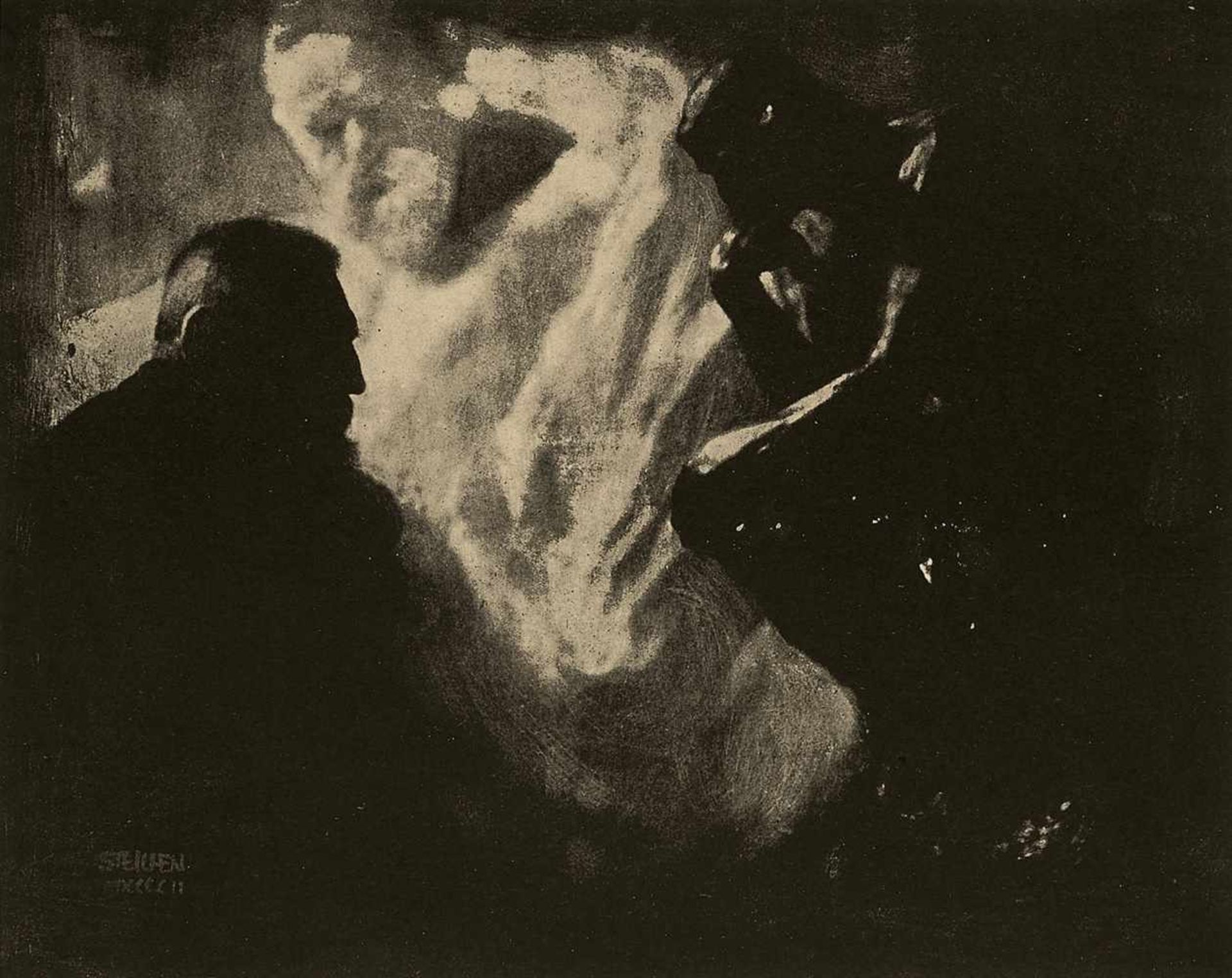 Edward SteichenRodin - Le Penseur Halbtondruck. 14,8 x 18,5 cm. Im Negativ unten links signiert