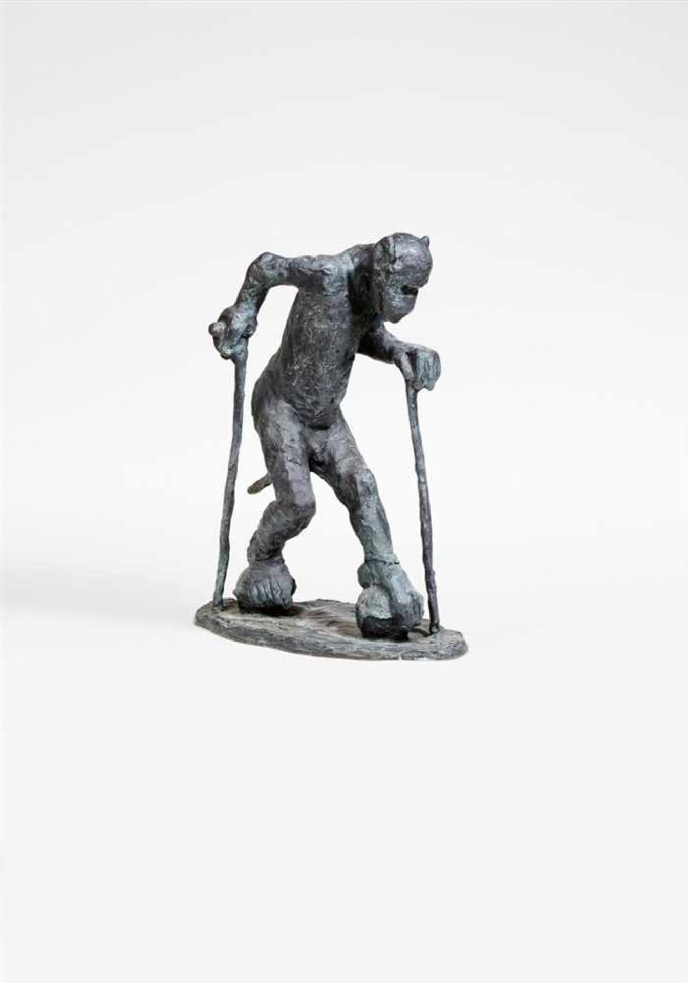 Jörg ImmendorffMalerstamm Baldung Bronze mit schwarz-grüner Patina. 47 x 20 x 37 cm. Auf der Plinthe