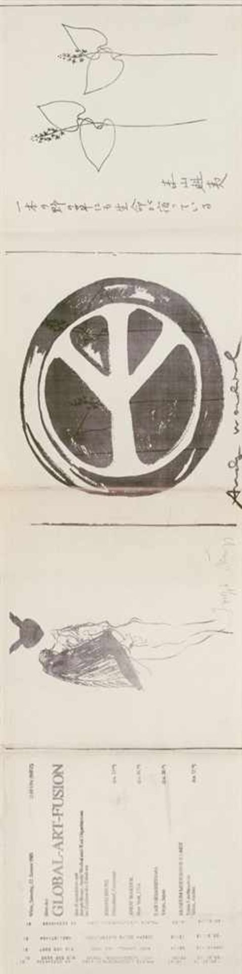 Joseph Beuys und Andy WarholGlobal Art Fusion Fax auf gefaltetem Papier. 85,5 x 21 cm. Unter Glas
