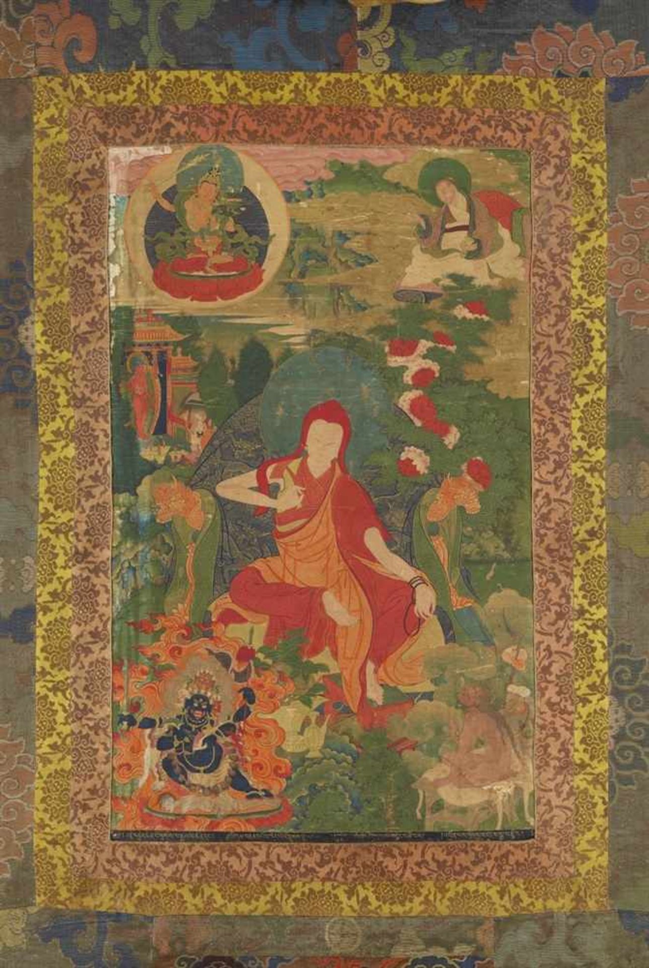 Thangka mit der Darstellung des Sakya Pandita Künga Gyeltshen (1182-1251). 18. Jh. Der Gelehrte