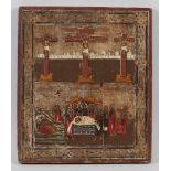 Russland 19. JahrhundertIkone mit Szenen aus dem Leidensweg Christi Tempera auf Holz. 35,5 x 30,5