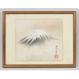 Fujiyama Mischtechnik auf Karton. 24 x 27 cm. Fujiyama Mischtechnik auf Karton. 24 x 27 cm.