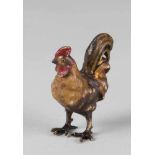 Gans und Hahn Bronze, polychrome Kaltbemalung. Berieben. Gans H 7,5, Hahn H 5,2 cm. Wohl Wien,