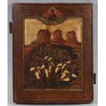 Russland 19. JahrhundertIkone mit der Darstellung der Sieben Schläfer von Ephesus Tempera auf