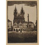 Carl Theodor ThiemannDie PragerTeynkirche Holzschnitt auf feinem Japan. 34,8 x 24,7 cm (36,1 x 25,