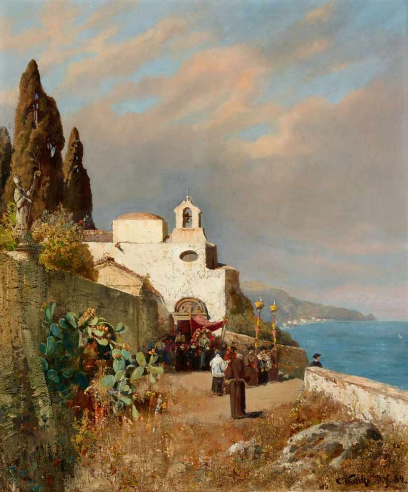 Carl WuttkeKapelle an der italienischen KüsteÖl auf Leinwand (doubliert). 60 x 50 cm.Signiert und