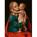 Cornelis van Cleve, WerkstattMadonna mit KindÖl auf Holz. 25,5 x 19 cm.Unser Gemälde der Madonna mit