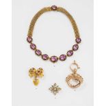 George III-Collier mit Topasen18 kt Gold. Geschmeidiges, leicht dehnbares Halsband aus fein