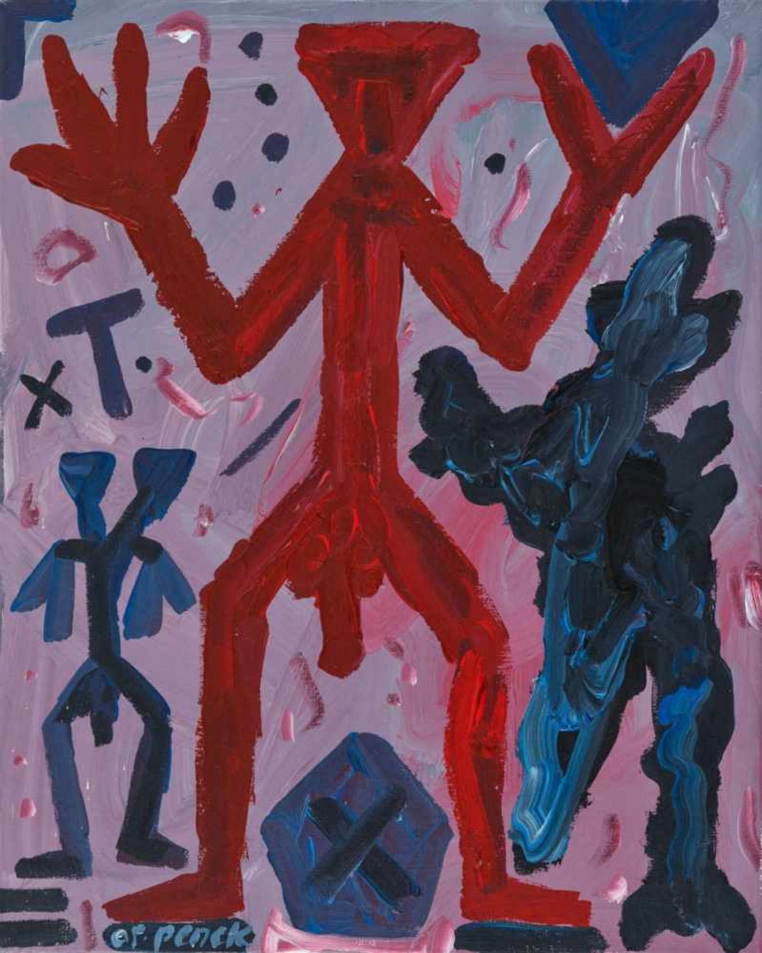 A.R. PenckOhne TitelAcryl auf Leinwand. 50 x 40 cm. Gerahmt. Signiert 'ar. penck'.