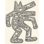 Keith HaringDogOriginal-Lithographie auf Karton. 116,3 x 90 cm. Unter Glas gerahmt. Signiert,