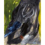 Asger JornThe blue birdAcryl und Aquarell auf Karton. 42 x 34 cm. Gerahmt. Signiert und datiert '