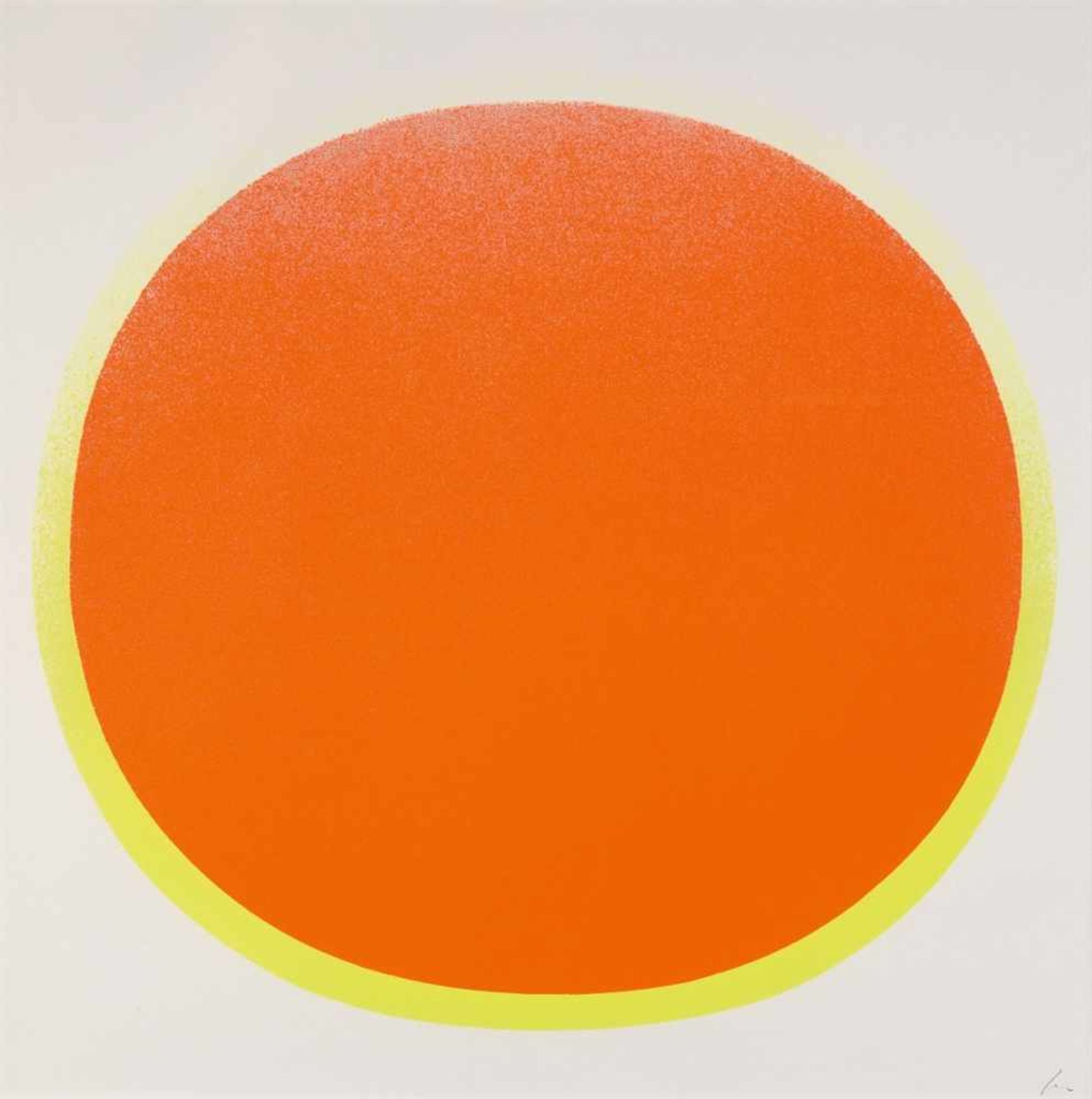 Rupprecht GeigerOranger Kreis mit gelbem Kranz auf weißColour silkscreen on card. 60 x 60 cm. Framed