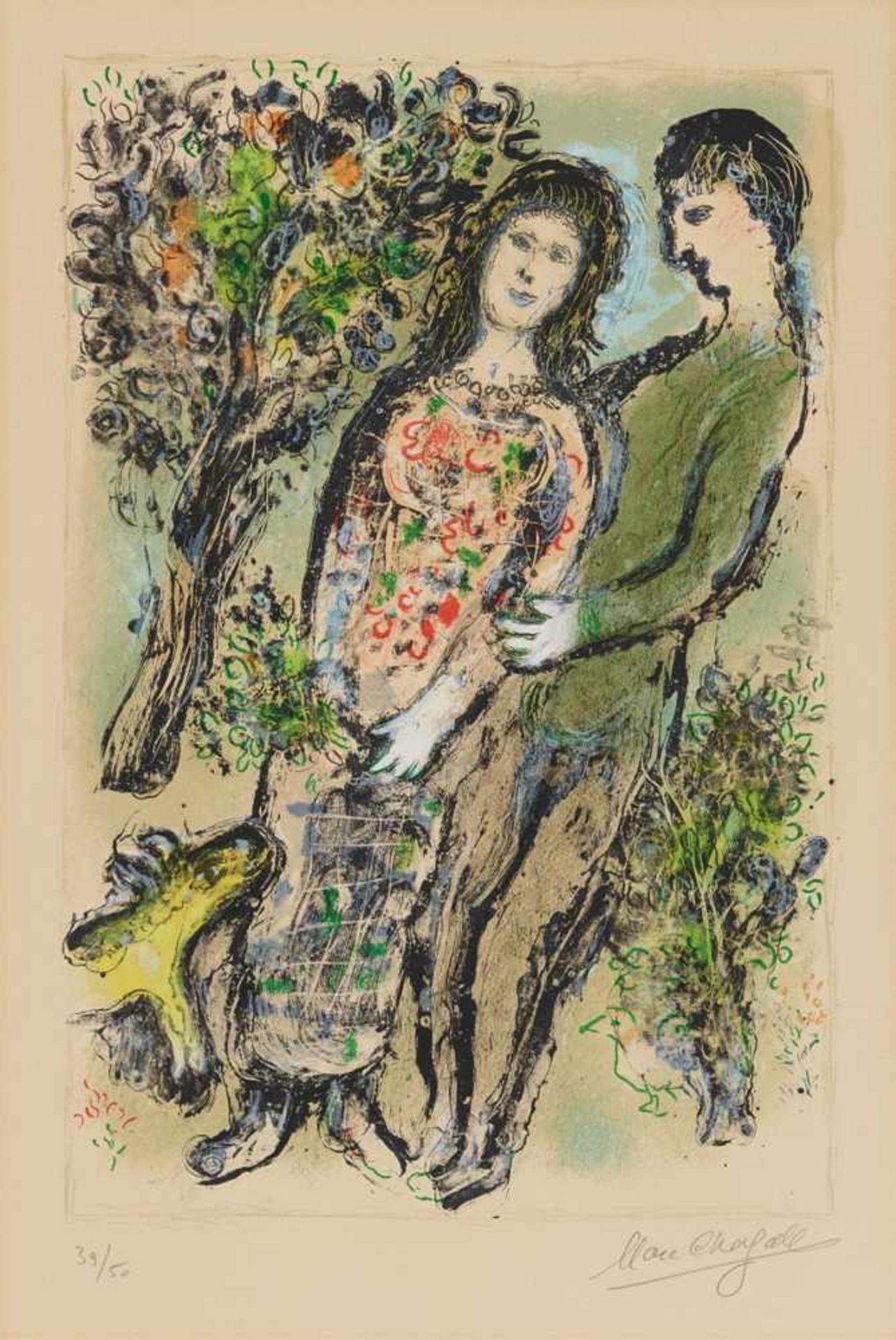 Marc ChagallL'OrangerOriginal-Farblithographie auf Velin mit Wasserzeichen "Arches". 48,5 x 32,3