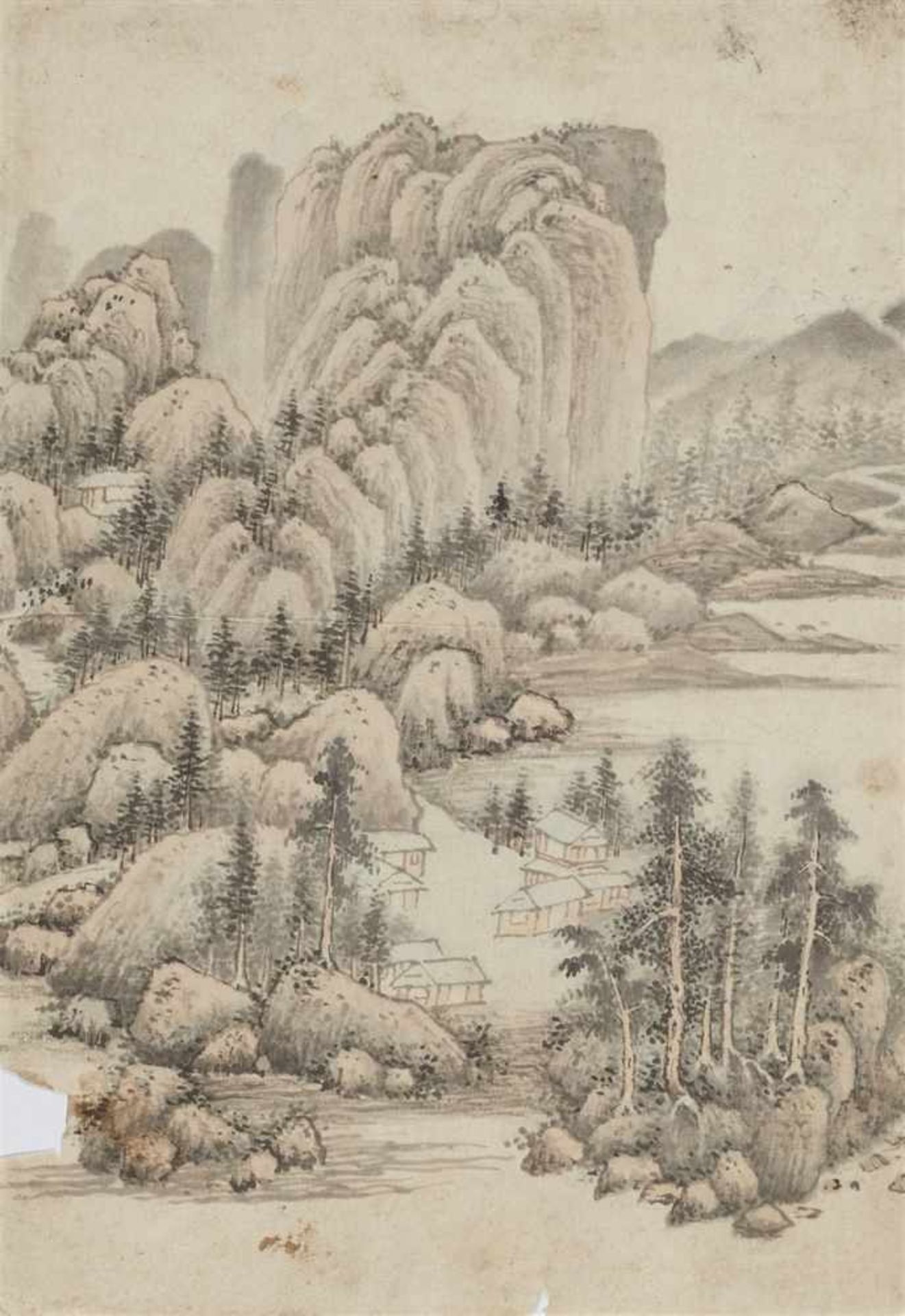 Zhou Tianqiu undAnonymer Maler . QingZwei Albumblätter. a) Kalligraphie. Tusche auf Papier.
