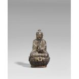 Vergöttlichter Laozi. Bronze. Ming-Zeit, 16./17. Jh.Mit untergeschlagenen Beinen auf einem Lotos