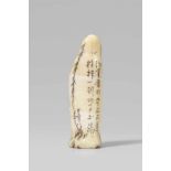 A marine ivory tusk seal netsuke of a frog, by Kinryû. Second half 19th centuryEngraved with a