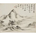 Xia HuZwei Albumseiten. Flusslandschaft mit Figuren. Tusche auf Papier. Aufschrift, zyklisch datiert