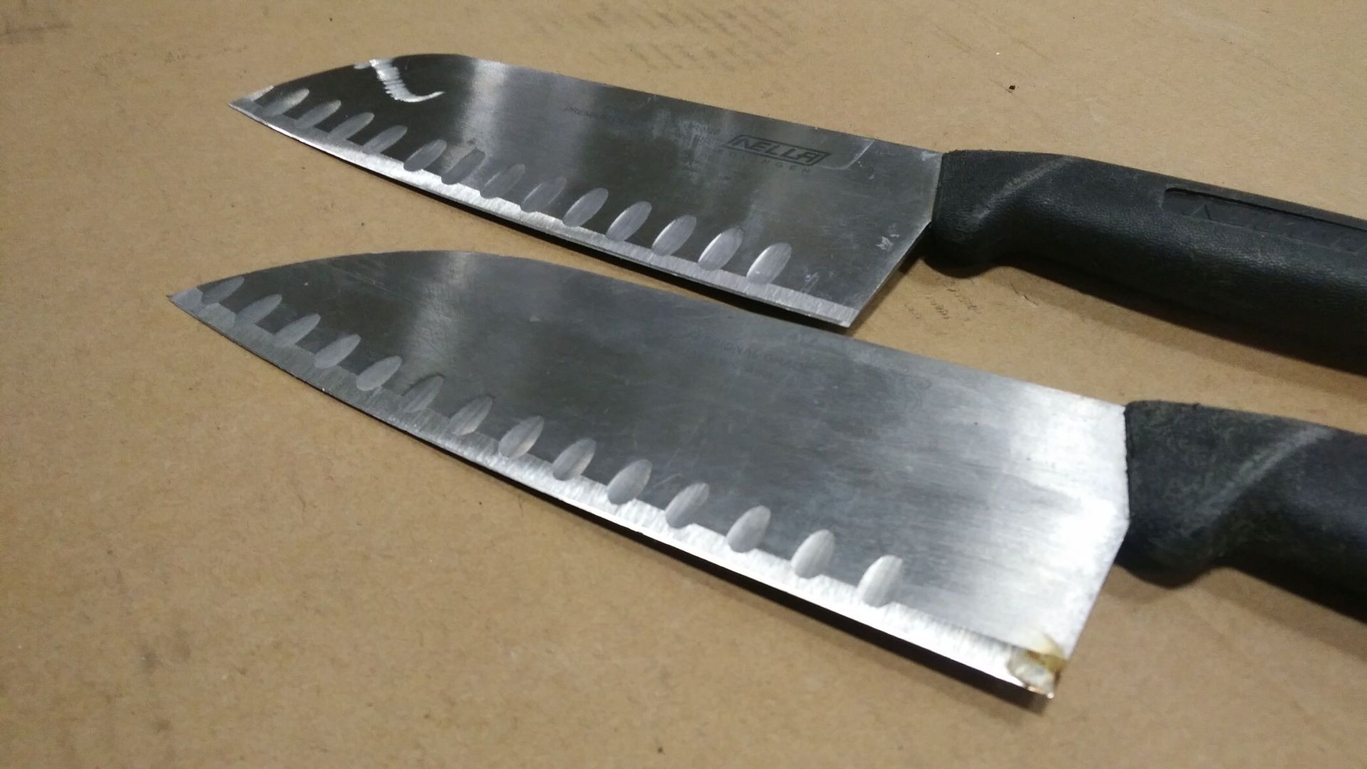 Used/Sharpened Black Santoku Knives - lot of 2