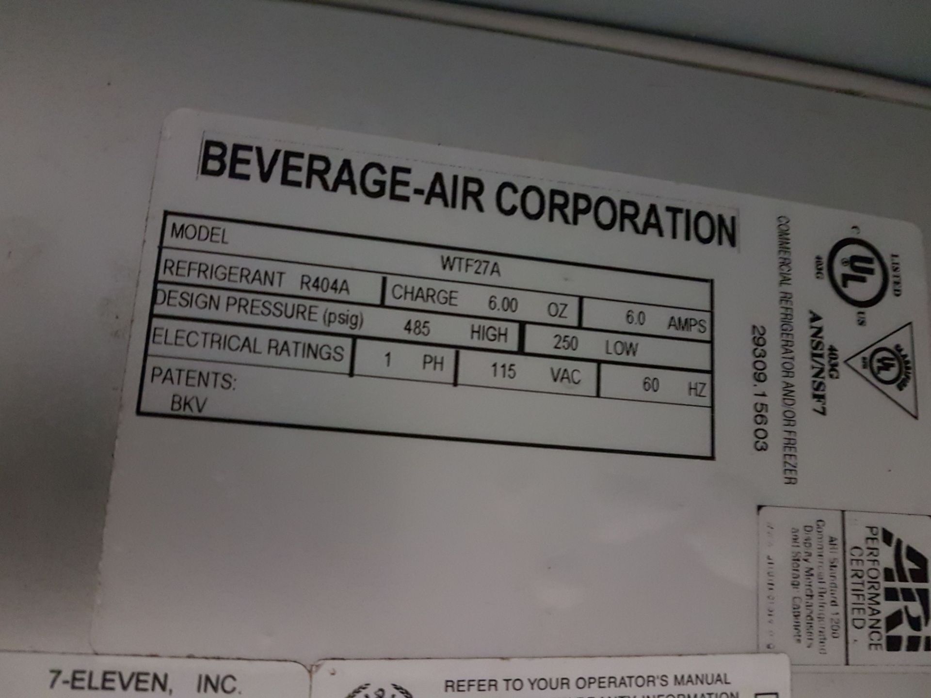 Beverage-Air 27" Freezer with Plexiglass Attached - Image 3 of 3