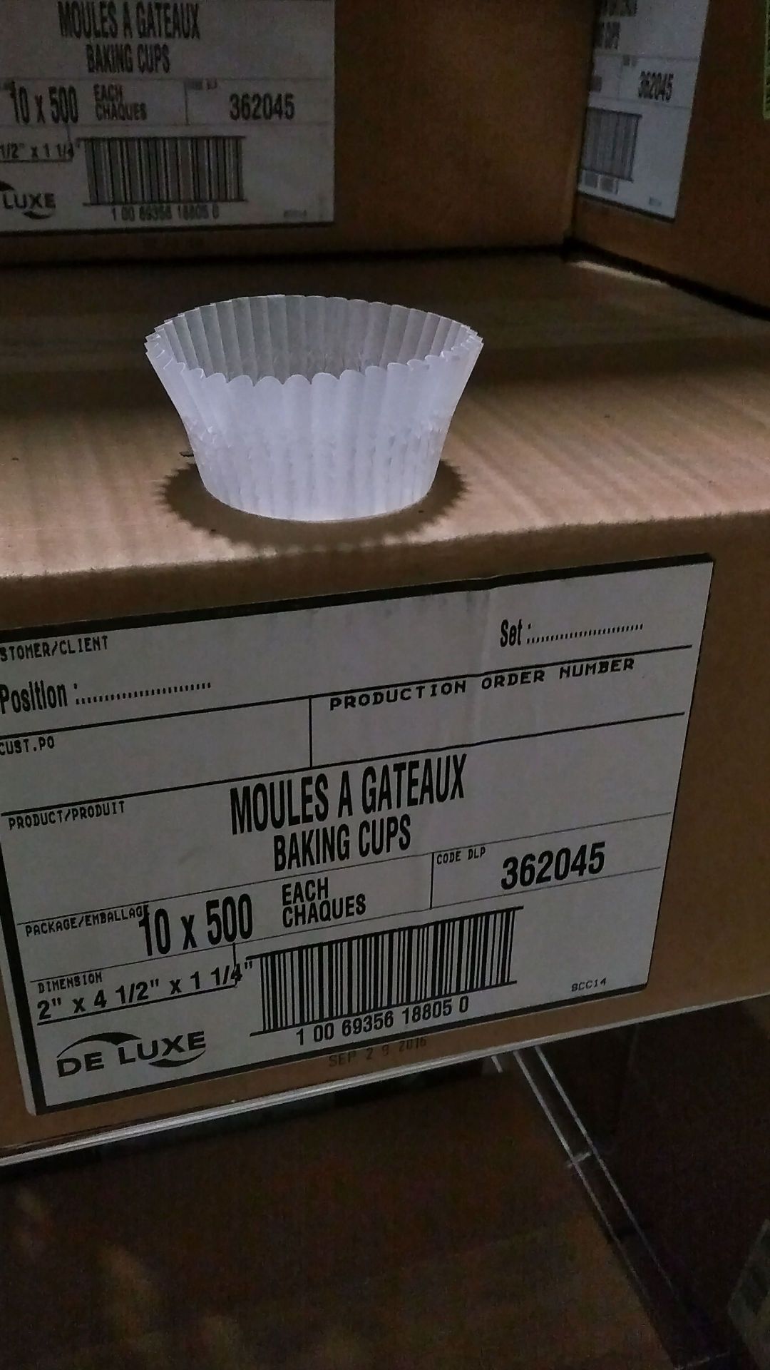 White Baking Cups, 2" x 4.5" x 1.25" - Lot of 5000