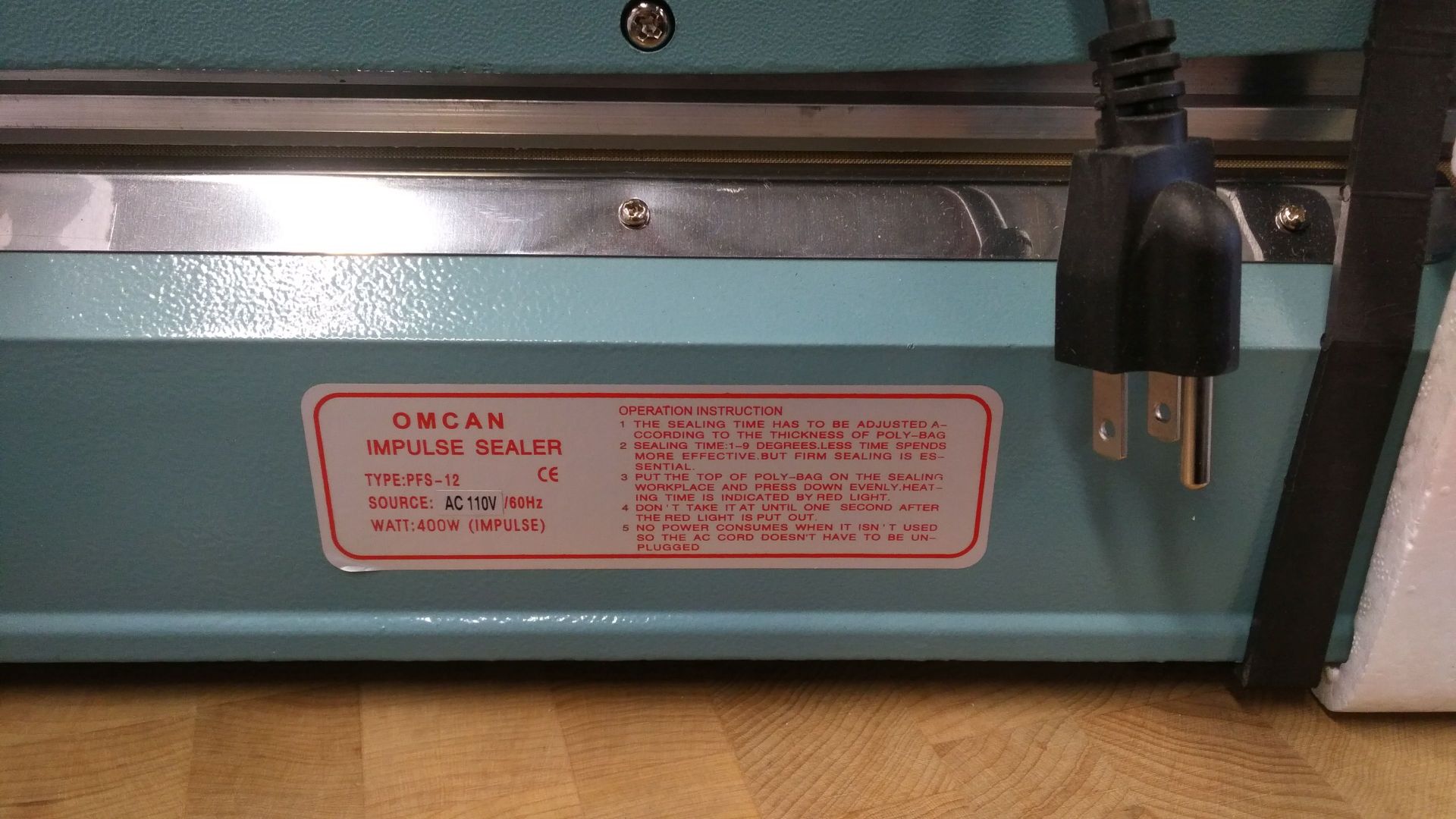 12" Manual Impulse Sealer Omcan PFS-12 - Image 4 of 5