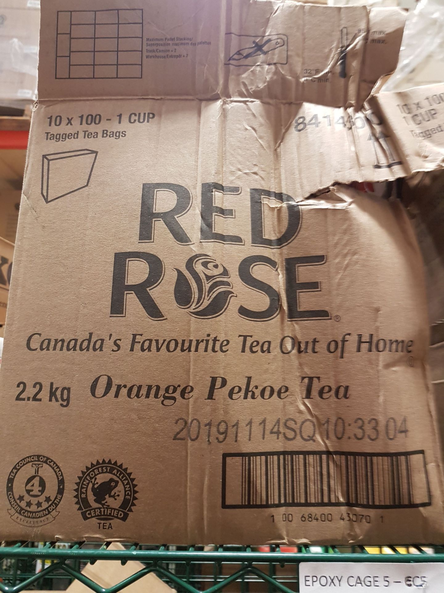 Red Rose Orange Pekoe Tea - Case of 10 x 100 Cup - Tagged Tea Bags