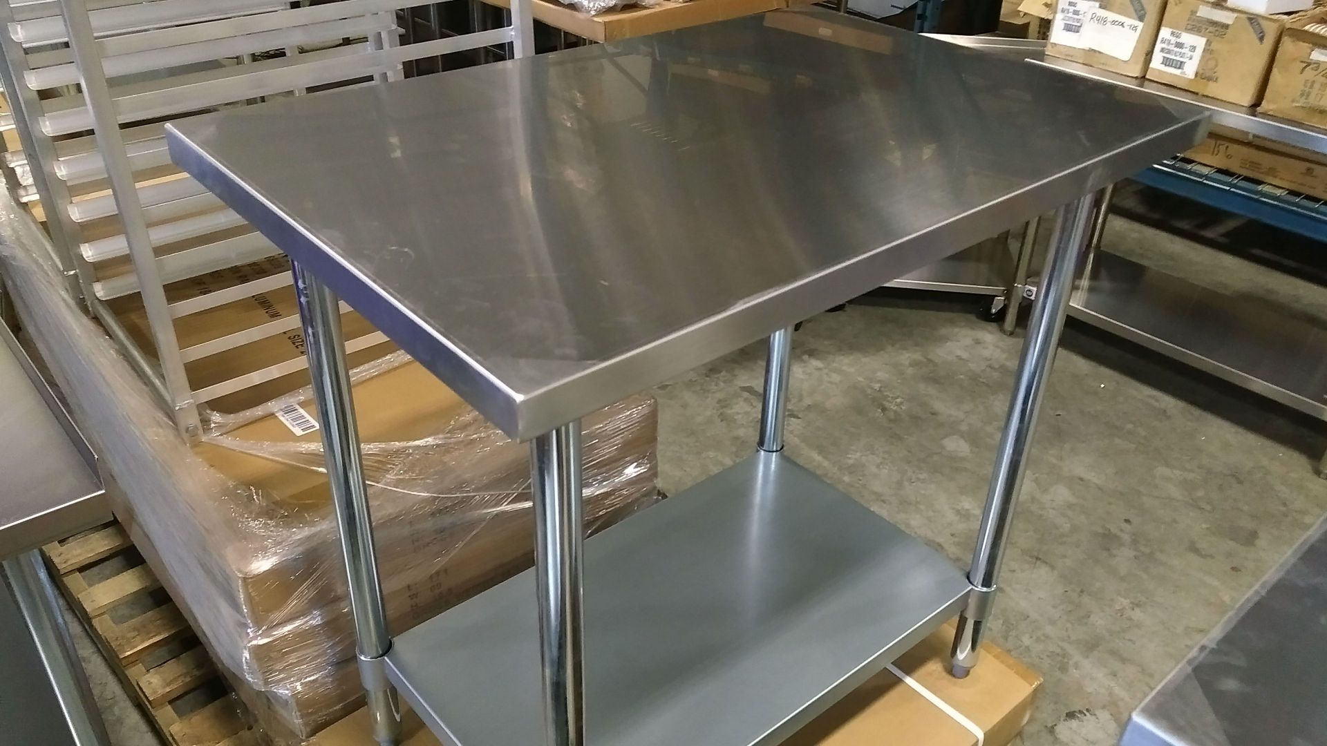 24" x 36" Stainless Steel Work Table, Galvanized Undershelf, Johnson-Rose 82436G