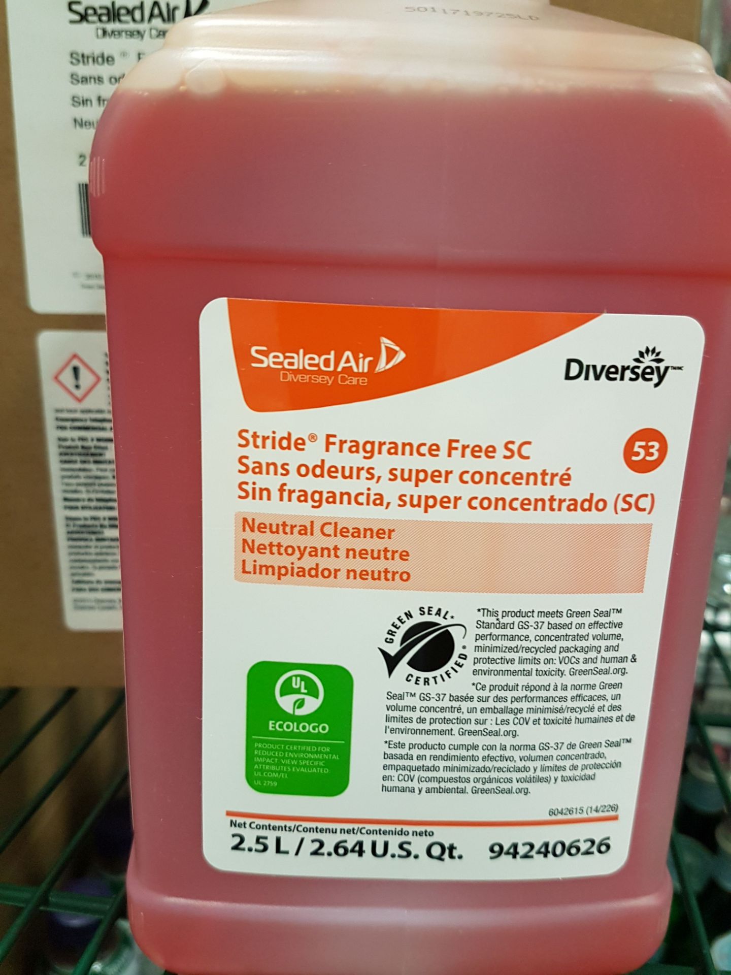 Diversey Stride Fragrance Free Neutral Cleaner - 6 x 2.5 lt Bottles