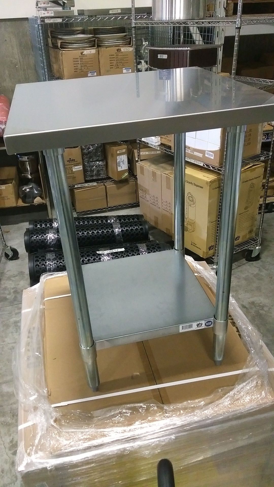 24" x 24" Stainless Steel Work Table, Galvanized Undershelf, Johnson-Rose 82424G