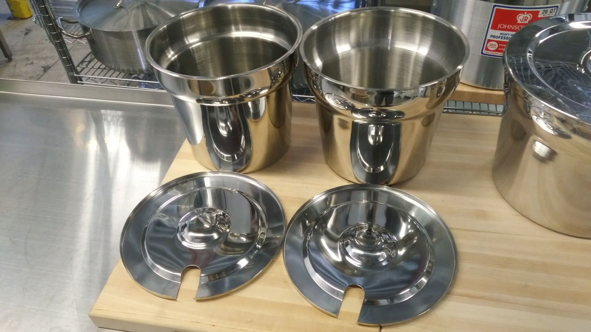 7qt Round Stainless Inserts with Slotted Lids - Lot of 2