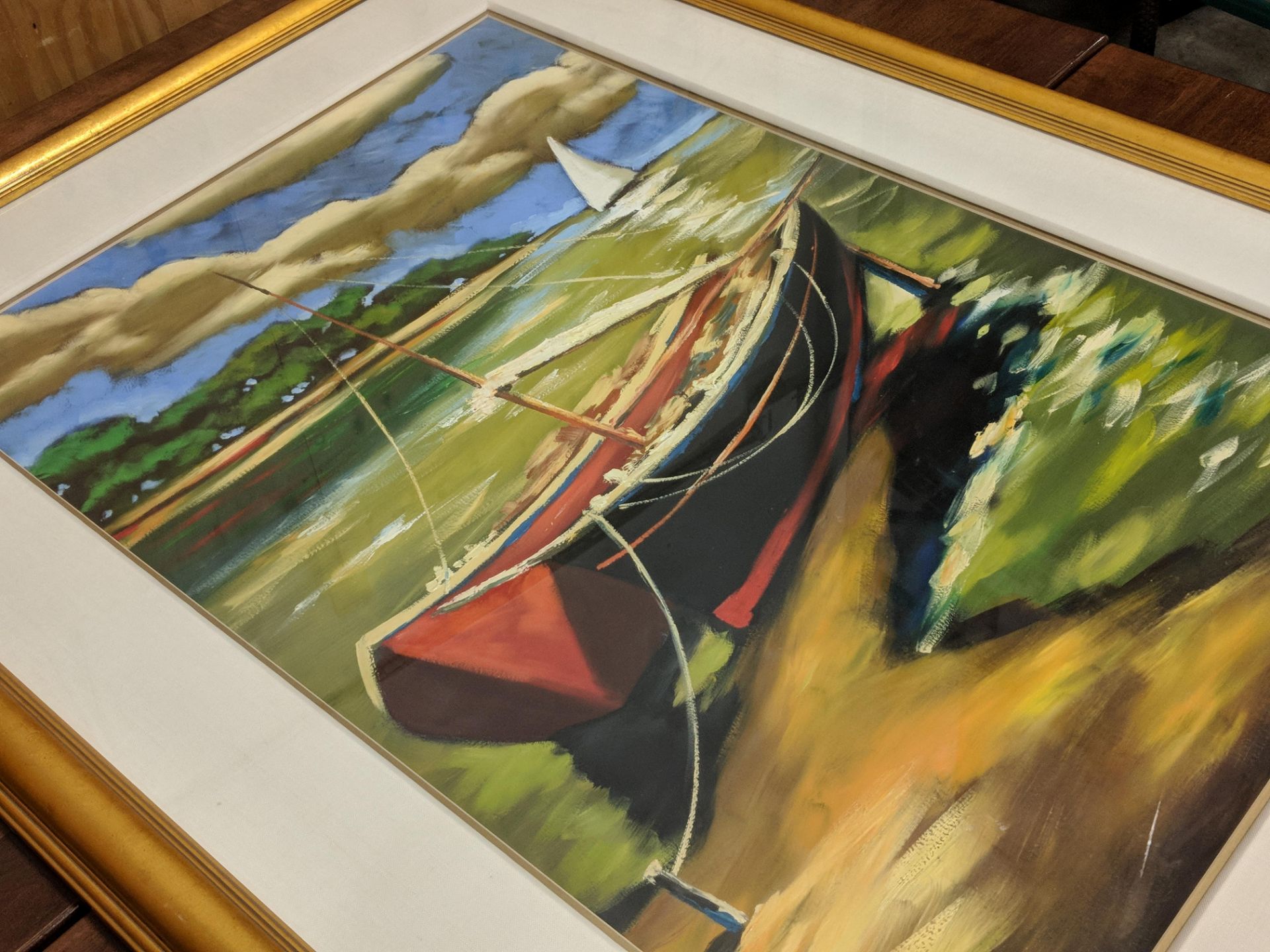 37" x 49" - Red Boat - Image 3 of 6