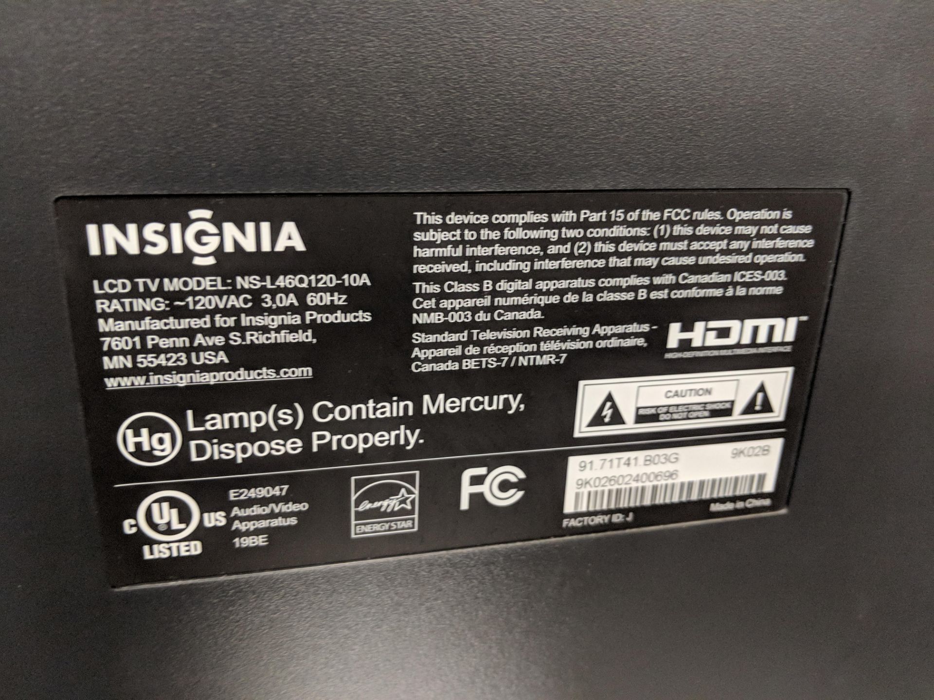 Insignia 46" 1080p HD LCD Television - Image 4 of 4